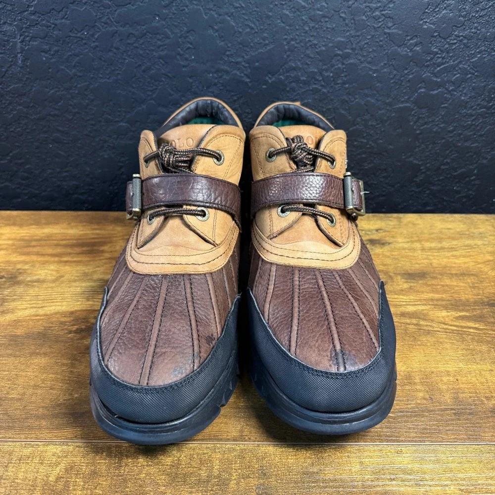 Polo Ralph Lauren Dover III 11571 Brown Leather Duck Boots Mens Size 13D